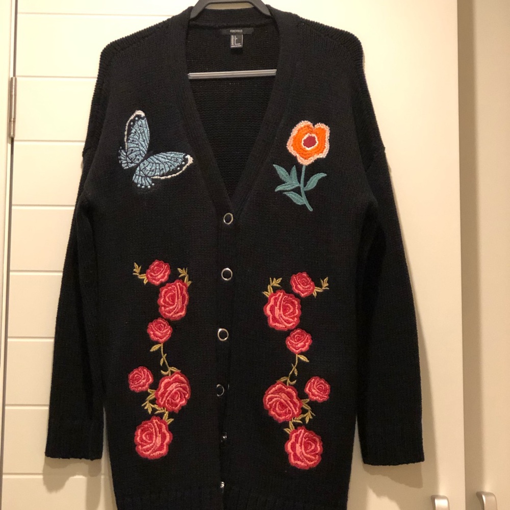 embroidered cardigan